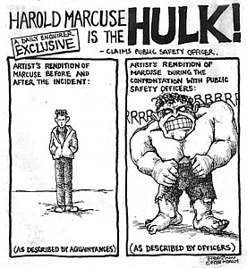 Harold as the Hulk, Feb. 1988 caricature