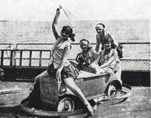Women on+in amusement car in 1927 ad