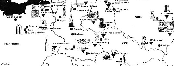 map with icons of Nazi-era monuments