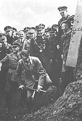 Hitler breaking ground for autobahn, 1933