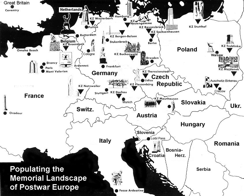 map with icons of concentration camp memorials