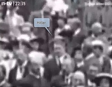 detail of 1914 news film showing Hitler
