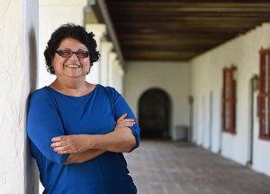 Dr. Orozco at the Santa Barbara Mission (photo by Paul Wellman, SB Independent)