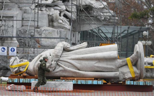 monument to Christopher Columbus that's been removed in Buenos Aires