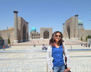 color picture of Andrea Serna at Samarkand Uzbekistan