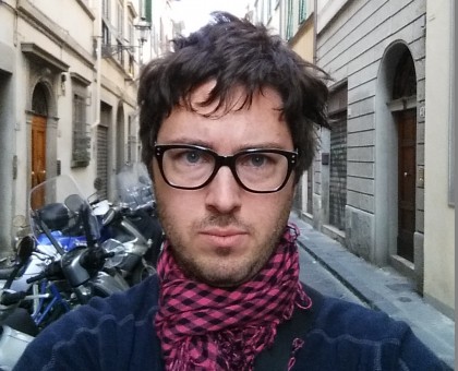 Graduate Student Brian Griffith stands on his street in Florence, Italy, during his fall, 2015 research trip, which was funded by a Council for European Studies Pre-Dissertation Fellowship.