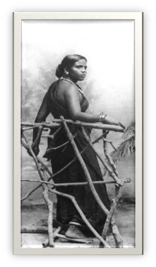 black and white image of a women from colonized british malaya