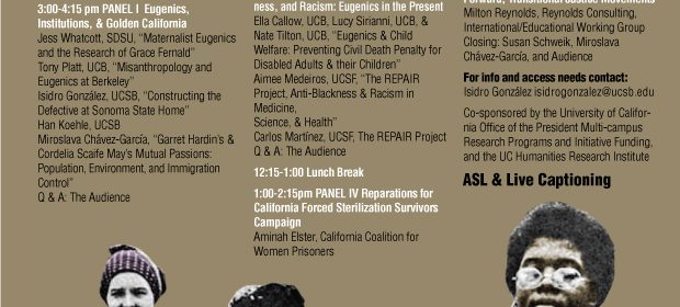 Flyer for Zoom Lecture - Eugenics in California and the World: Race, Class, Gender/Sexuality, Disability