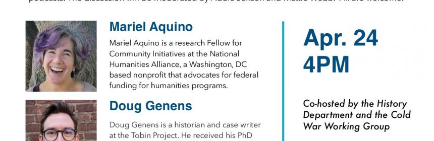 FLyer for Zoom talk for History Beyond the Academy: A Conversation on 4/24/21 at 4PM