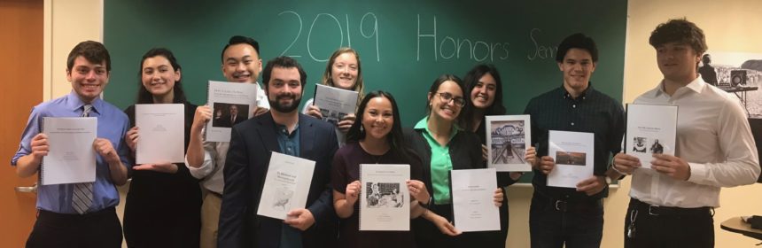 group image of students and professor from the 2019 History Senior Honors Colloquium