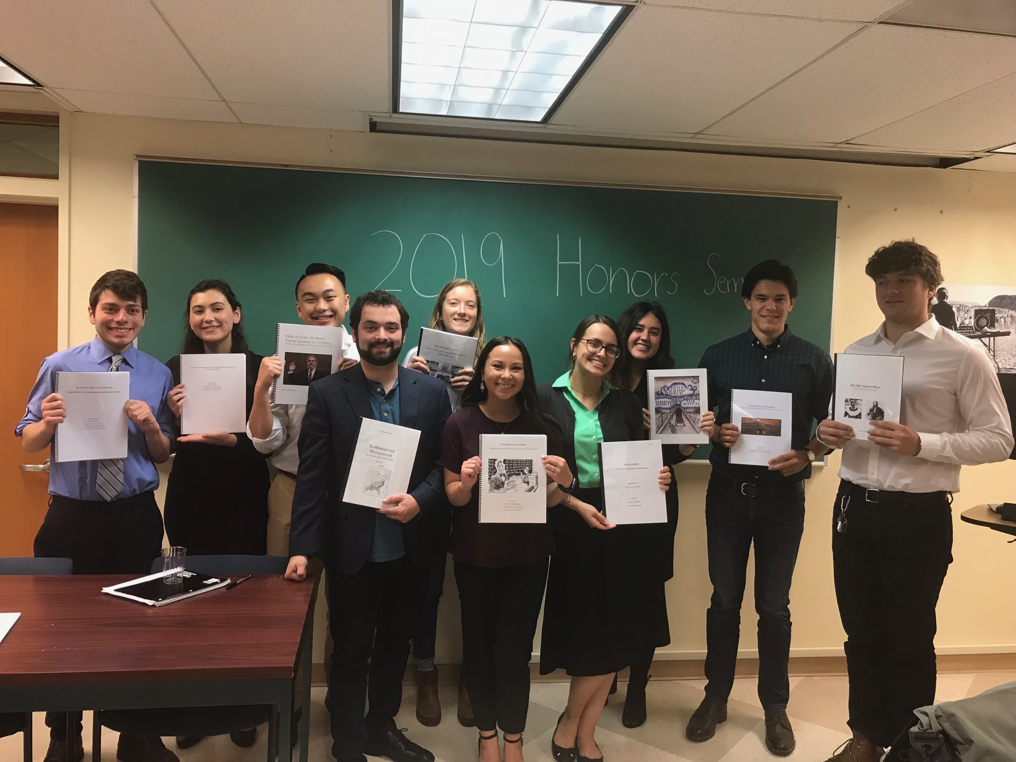 group image of students and professor from the 2019 History Senior Honors Colloquium