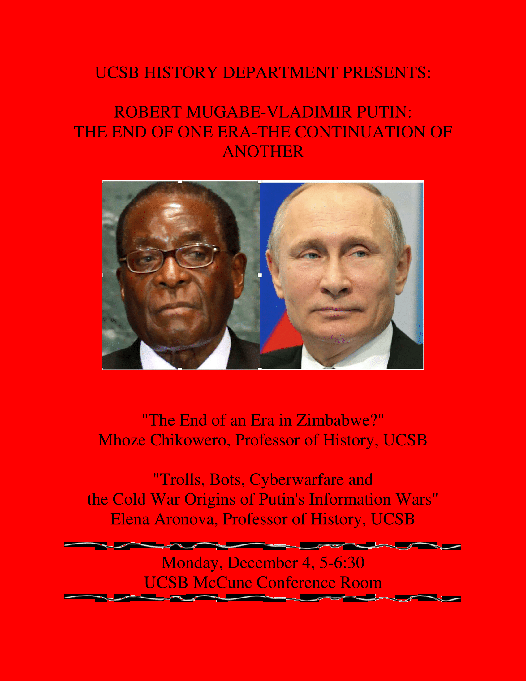 flyer of Robert Mugabe-Vladimir Putin: The End of One Era-Continuation of Another