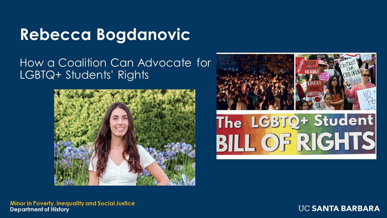 Slide for Rebecca Bogdanovic. "How a Coalition Can Advocate for LGBTQ+ Students' Rights"