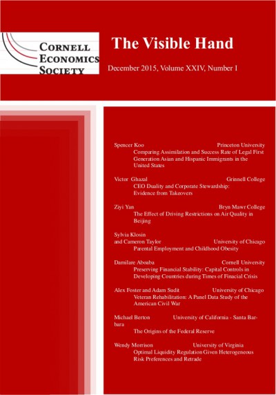 Cover and table of contents of The Visible Hand (a peer reviewed journal)